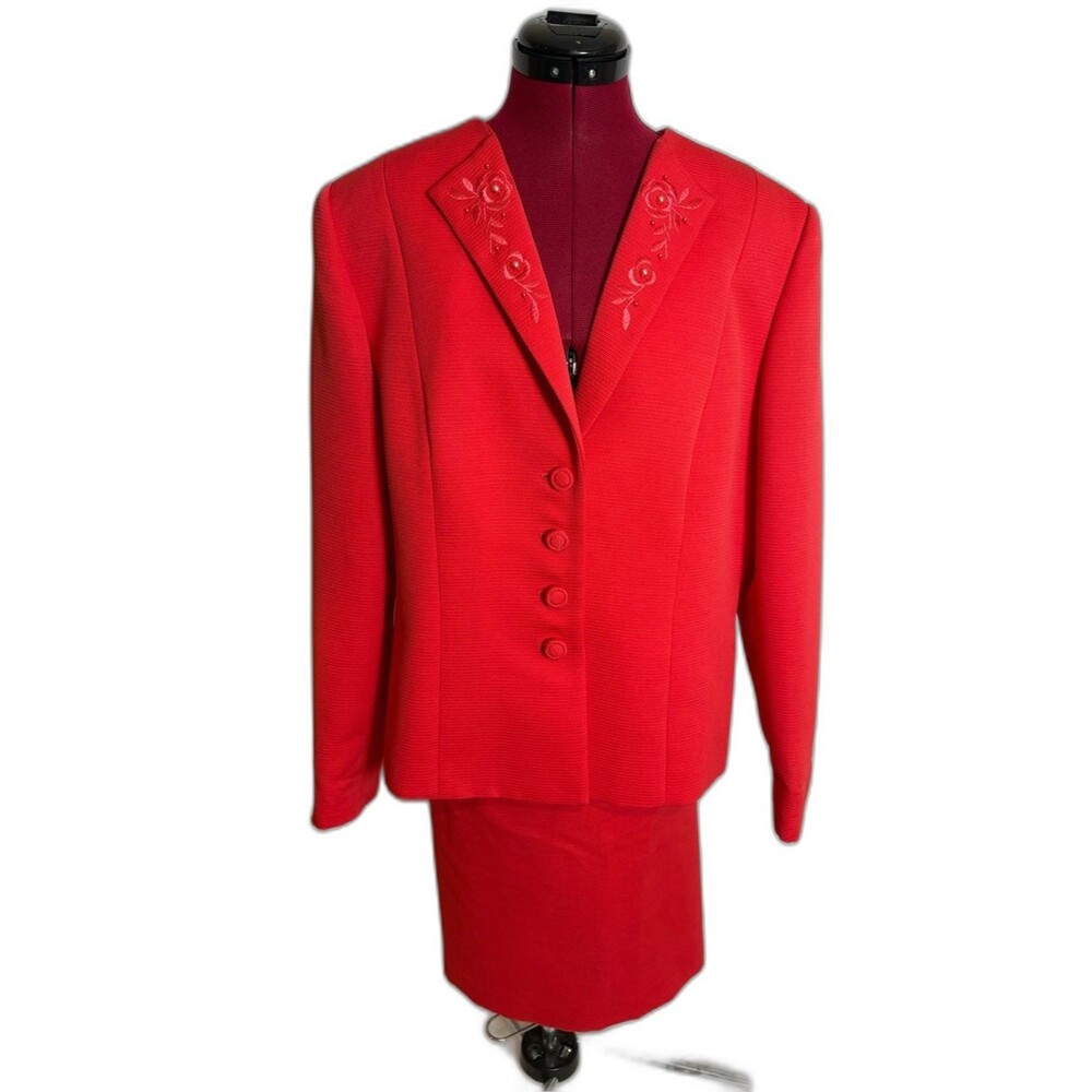 Tahari ASL Skirt Suit Women’s Size 18 Orange 2-Piece Suit Blazer & Skirt